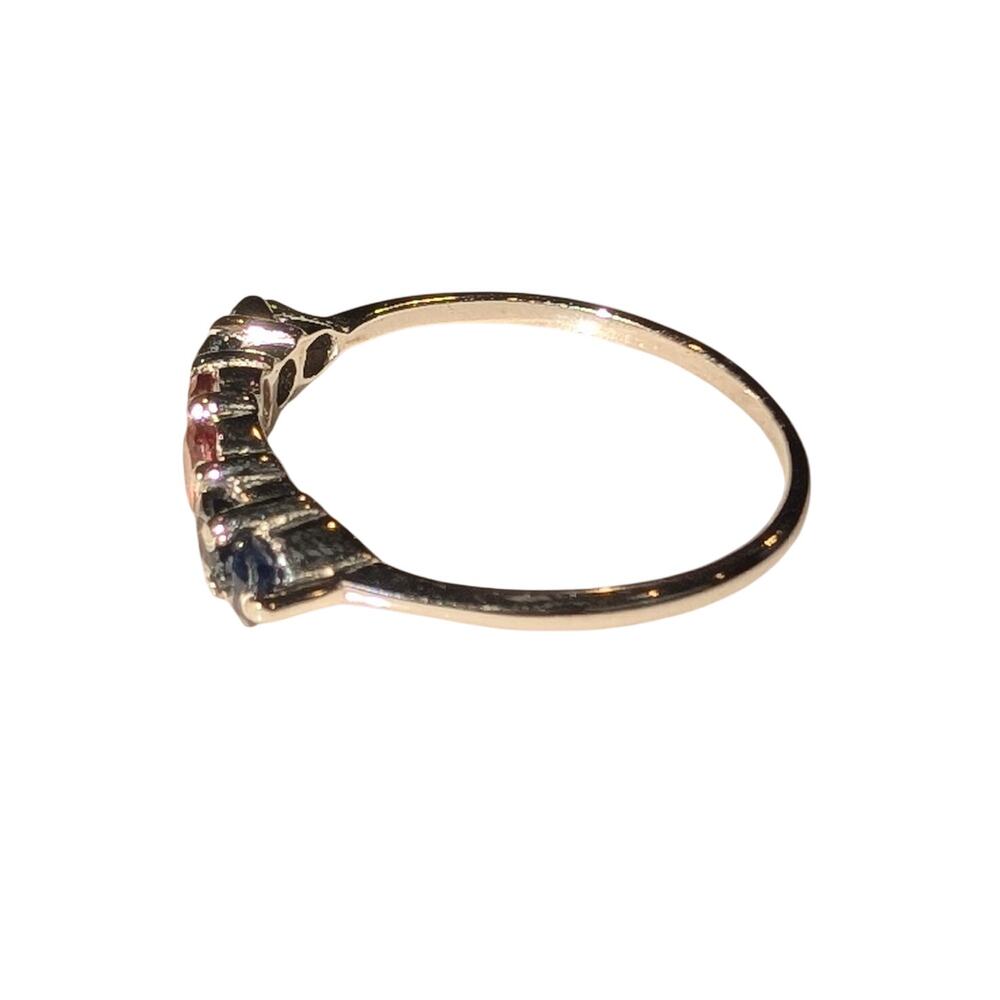 Dainty 925 Sterling Silver Garnet & Sapphire Ring Size 7 Multi Gemstone - Picture 4 of 7